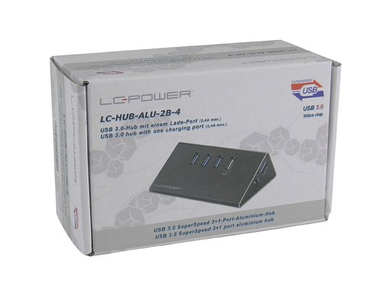 Lc-Power Lc-Hub-Alu-2b-4 Hub De Interfaz Usb 3.2 Gen 1 (3.1 Gen 1) Type-A 5000 Mbit/S Negro