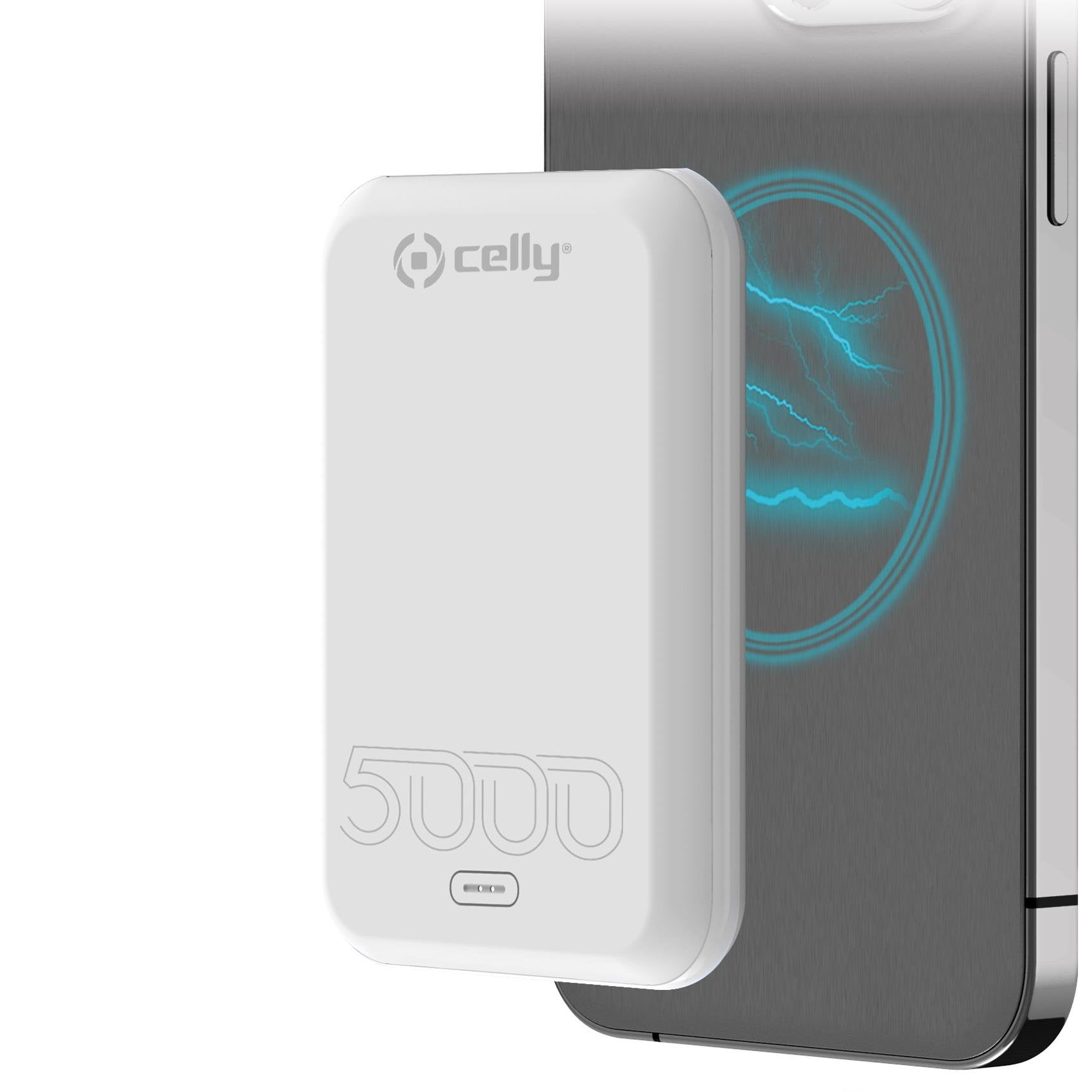 Power Bank Celly Magpb5000evowh Batería Externa 5000 Mah Cargador Inalámbrico Blanco