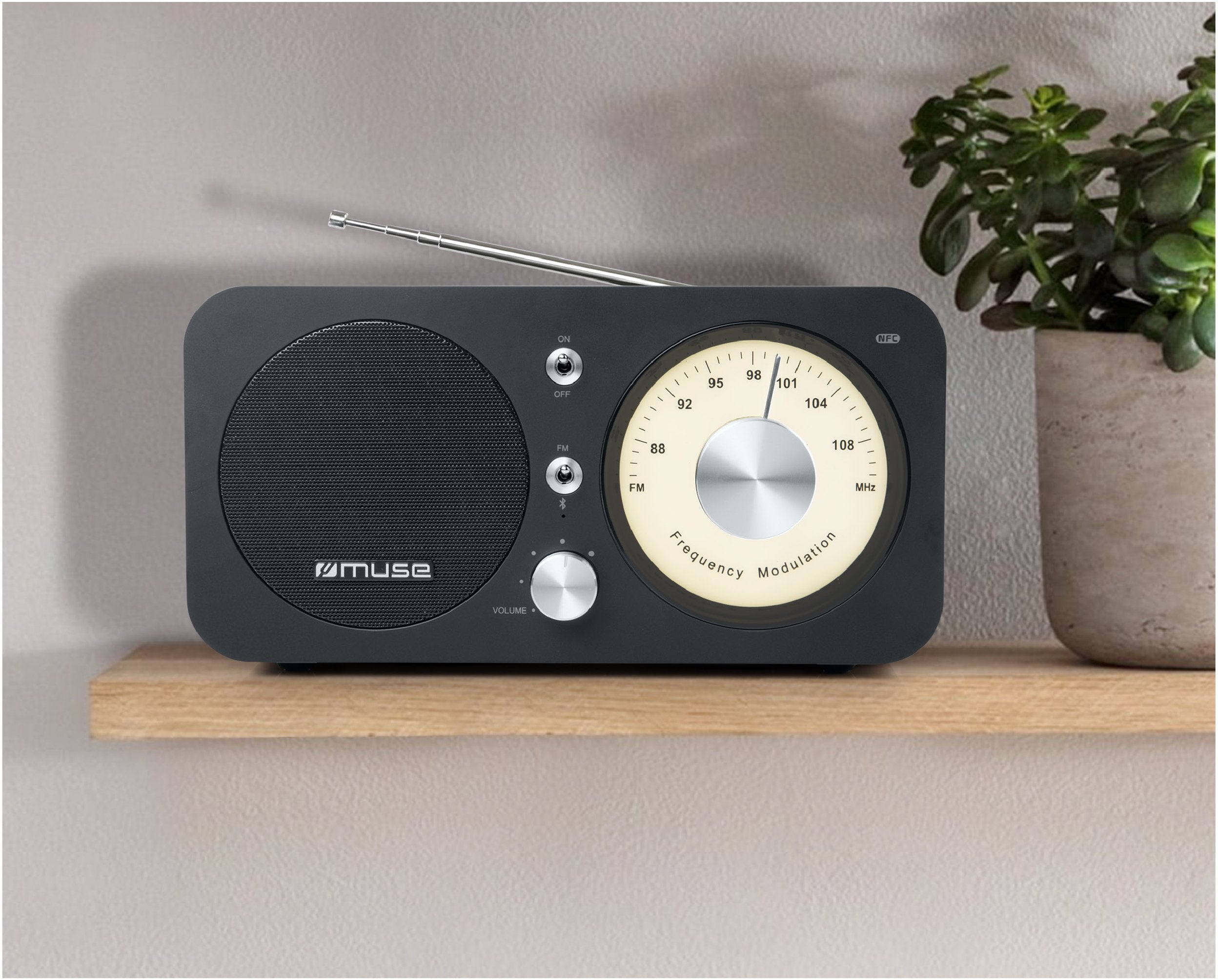 Muse M-095bt Negro Radio Analógica Fm Con Altavoz Integrado 5w Y Bluetooth