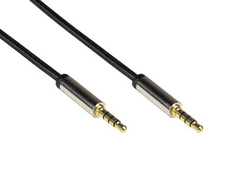 Python Audiocable 4-Pol. Klinkenmecker, Negro 3m