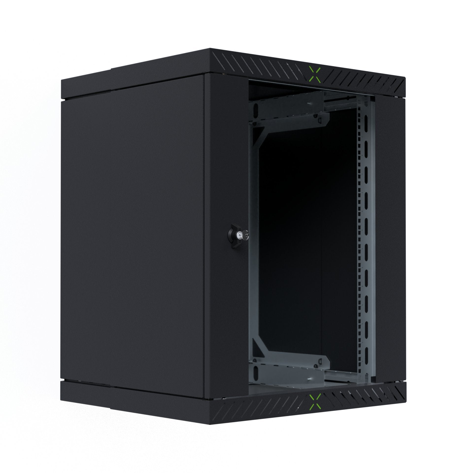 Armario De Pared X-Rack De 19" Con Puerta De Vidrio De 400-600 Mm, 15u, Color Negro.