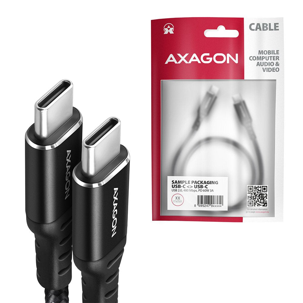 EAN 8595247907387 - Axagon Data and charging USB 2.0 cable 1.5 m long. PD 60W, 3A. Black braided. cable USB 1,5 m USB C Negro imagen 7