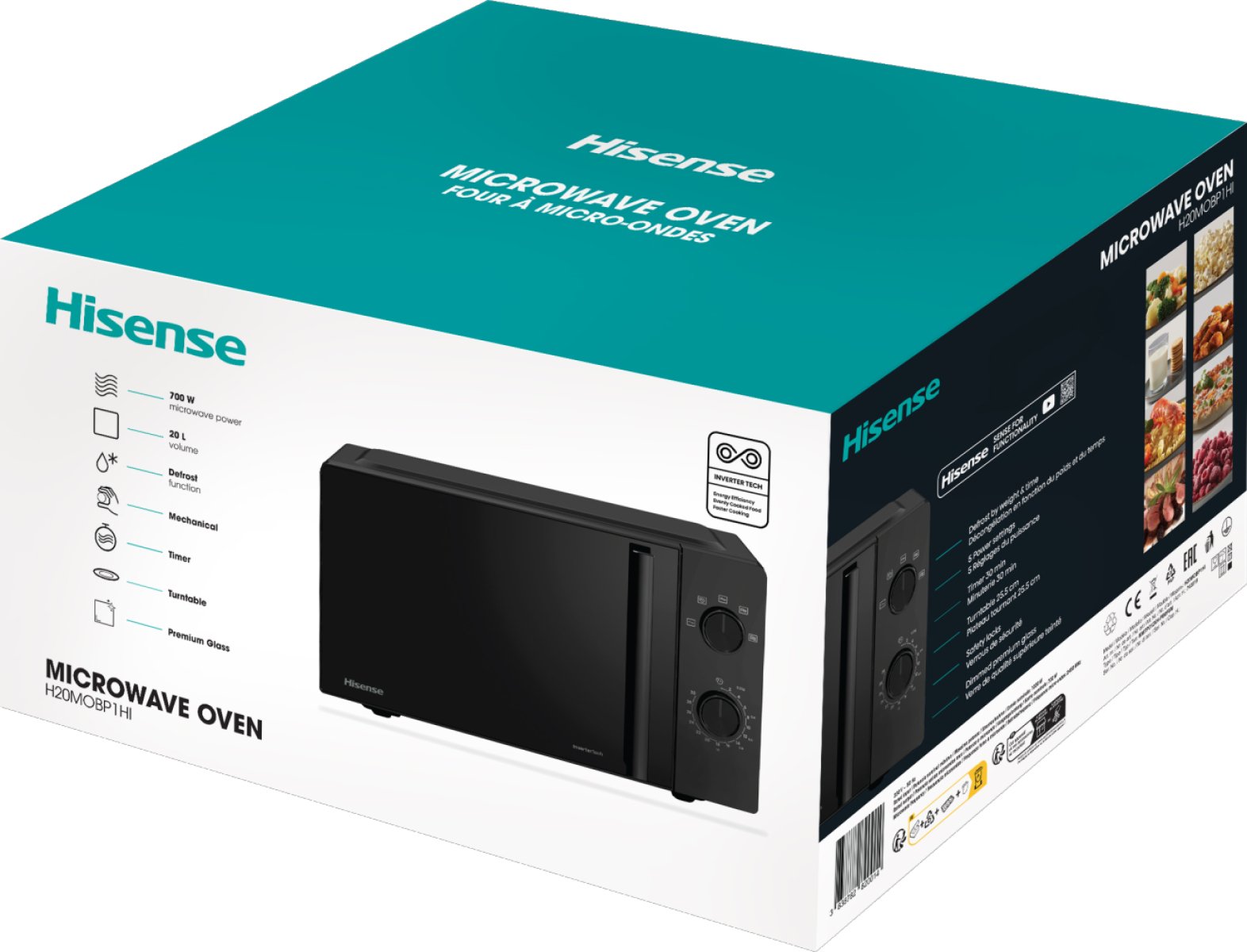 EAN 3838782820014 - Hisense H20MOBP1HI Negro Solo microondas Encimera 20 L 700 W imagen 9