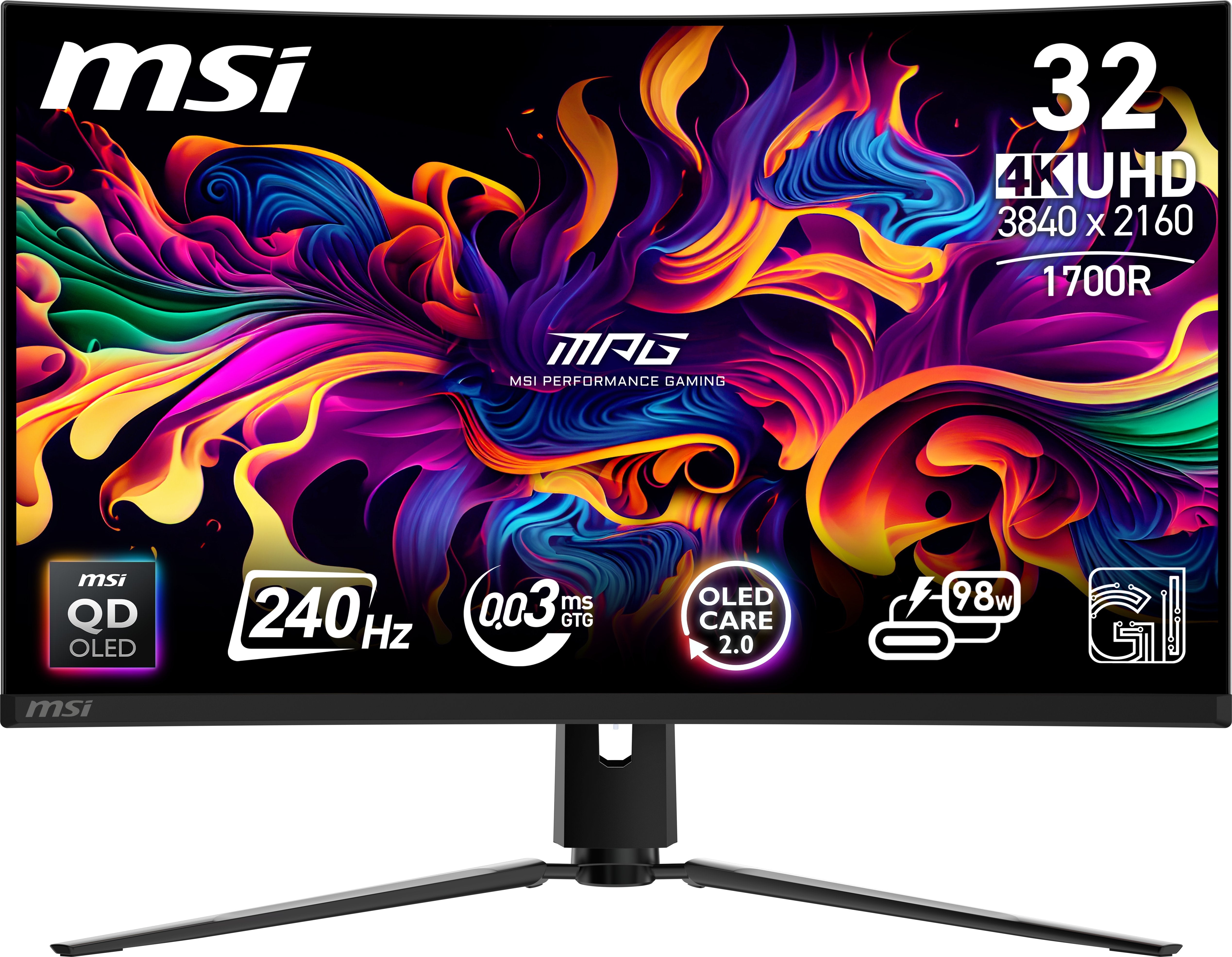 Monitor Msi Mpg 321curx Qd-Oled 31.5" 3840 X 2160 Pixeles 4k Ultra Hd Negro