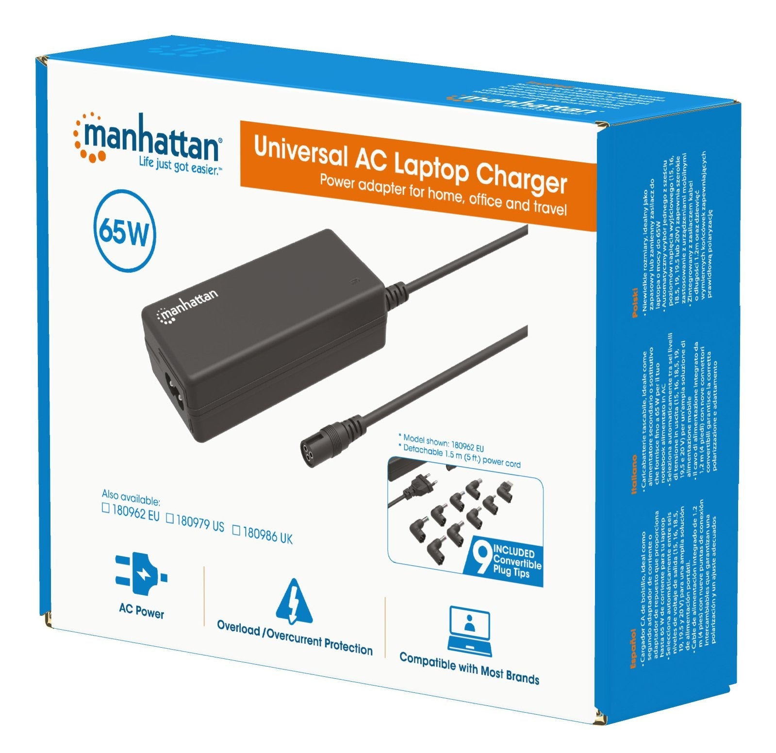 Manhattan Laptop-Netzteil 65w Ac 9 Mecker