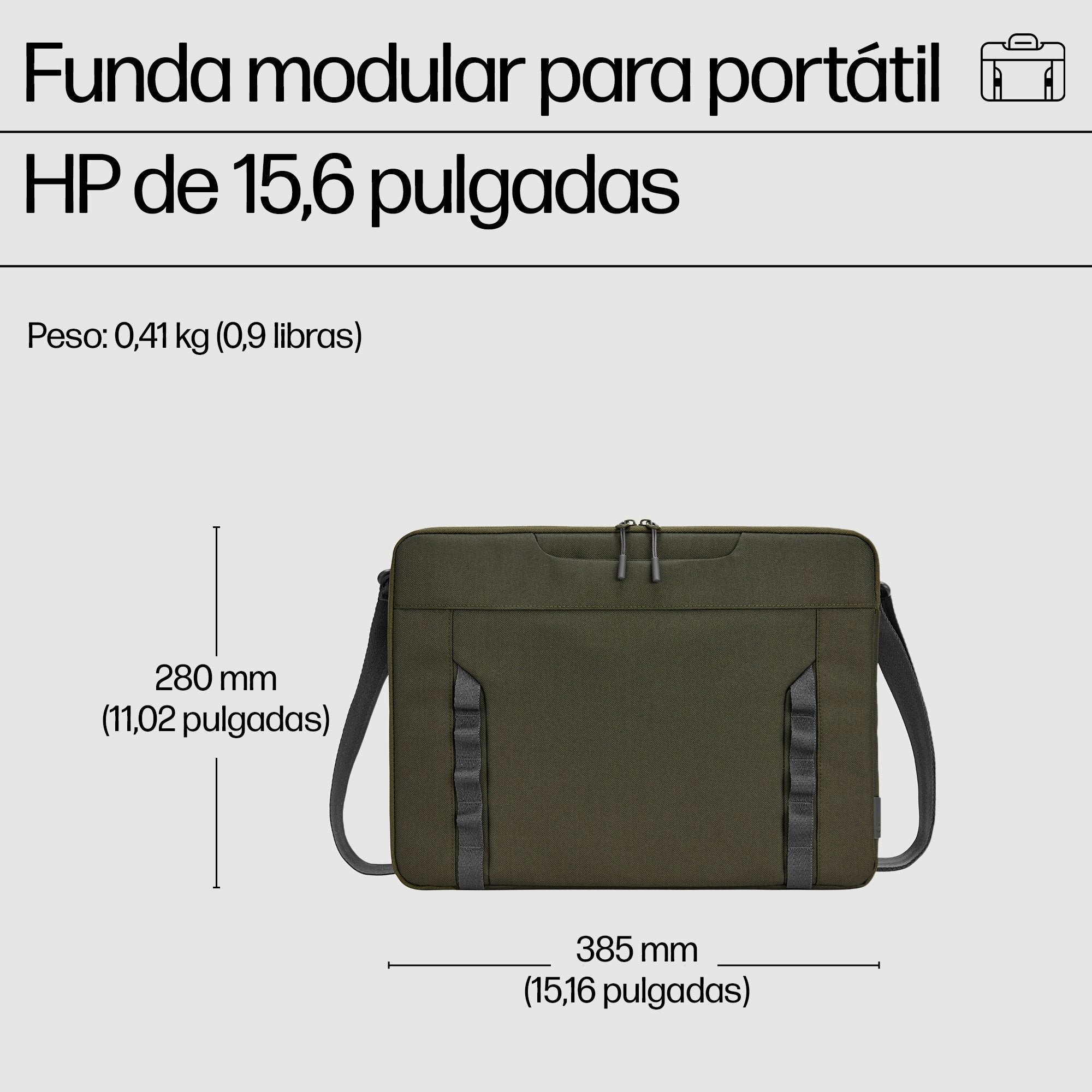 Modular Laptop Sleeve - 15.6inch - Grey-Green