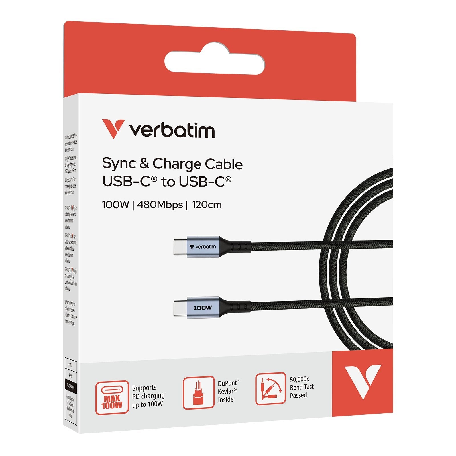 Verbatim Sync & Charge Usb C To Usb C 100w 120 Cm