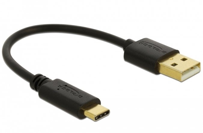 Delock Usb Ladecable, Usb-A Stecker > Usb-C Stecker (Negro, 15cm, Laden Mit Bis Zu 60 Watt) 80954