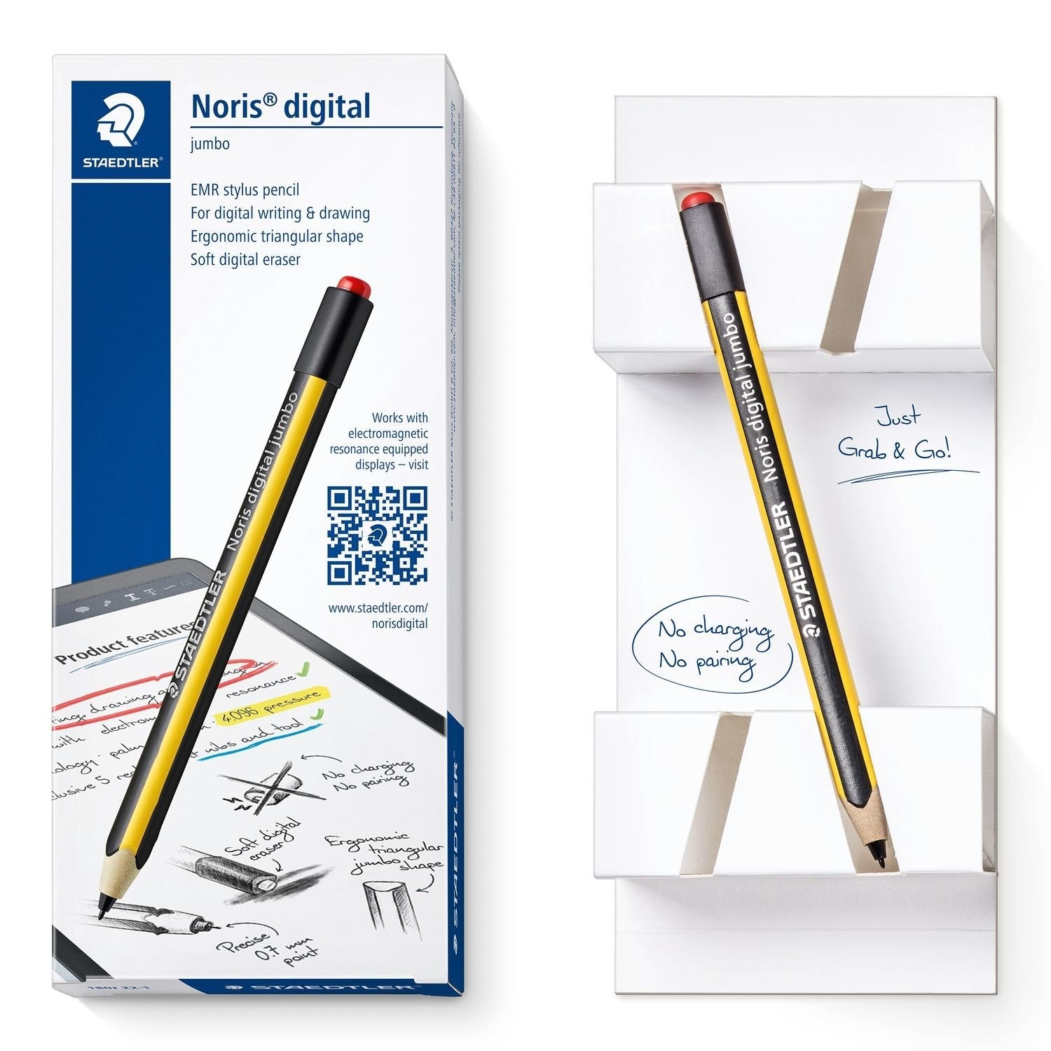 Staedtler Noris Digital Jumbo Pack De Lapiz Digital + 5 Puntas De Recambio - Superficie Antideslizante - No Necesita Carga