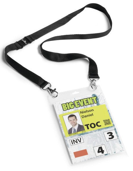 Durable Etiqueta Para Nombre De Evento A6 Con Cinta Textil Dúo 10 Piezas Negro