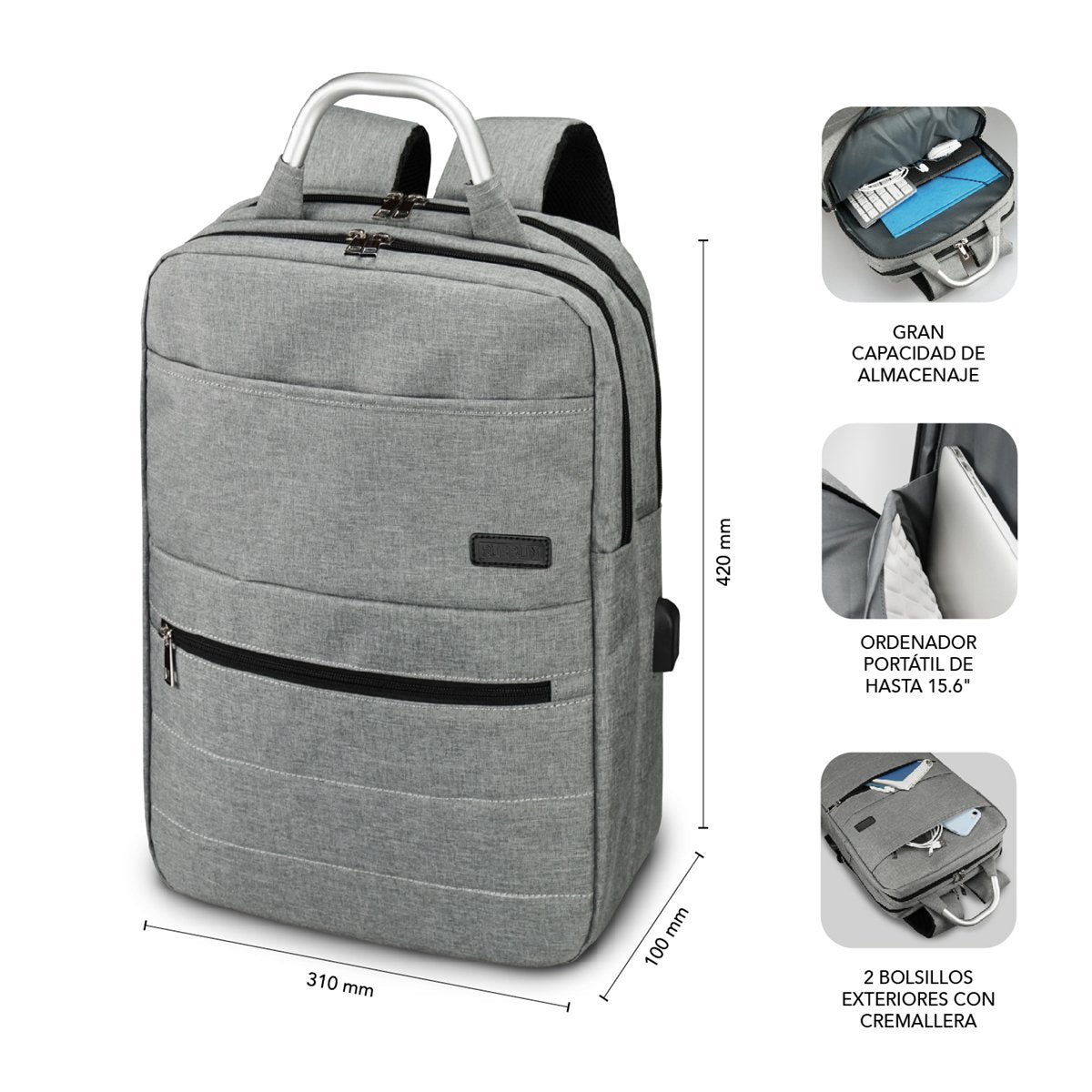 EAN 8436586741655 - SUBBLIM ELITE AIR PADDING 15.6'' GREY mochila Mochila informal Gris Poliéster imagen 4