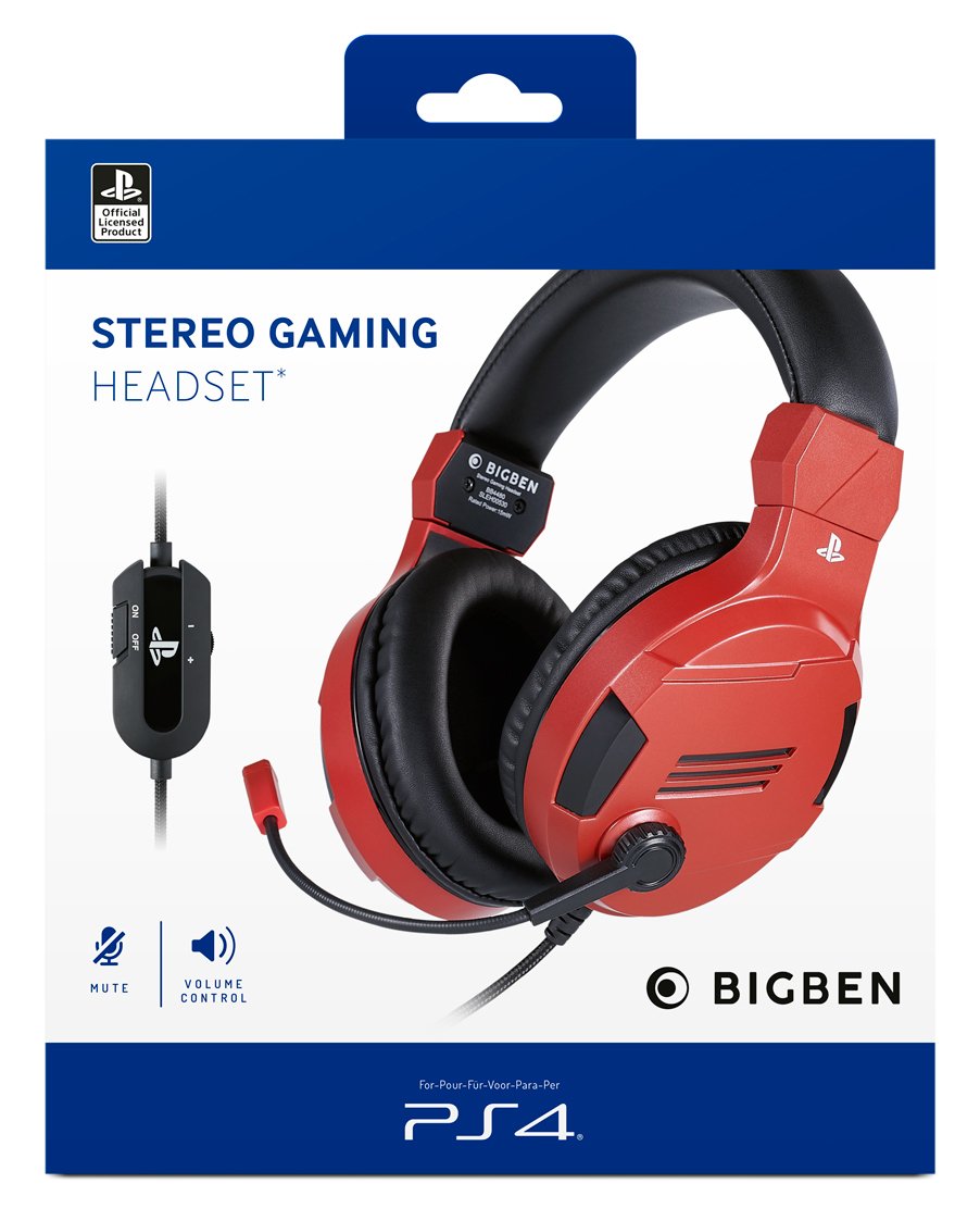 Auriculares Nacon Ps4ofheadsetv3red Bigben Con Micrófono Rojo