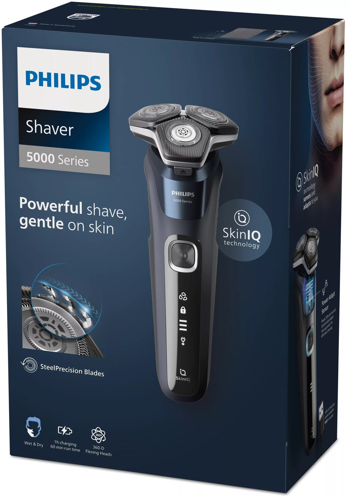 EAN 8720689008440 - Philips SHAVER Series 5000 S5885/10 afeitadora Máquina de afeitar de rotación Recortadora Negro, Azul imagen 3