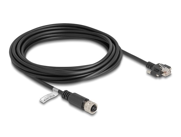 Delock M12 Cable D-Kodiert 4 Pin Hembra A Rj45 Macho Cat.5e Ftp 5 M Negro