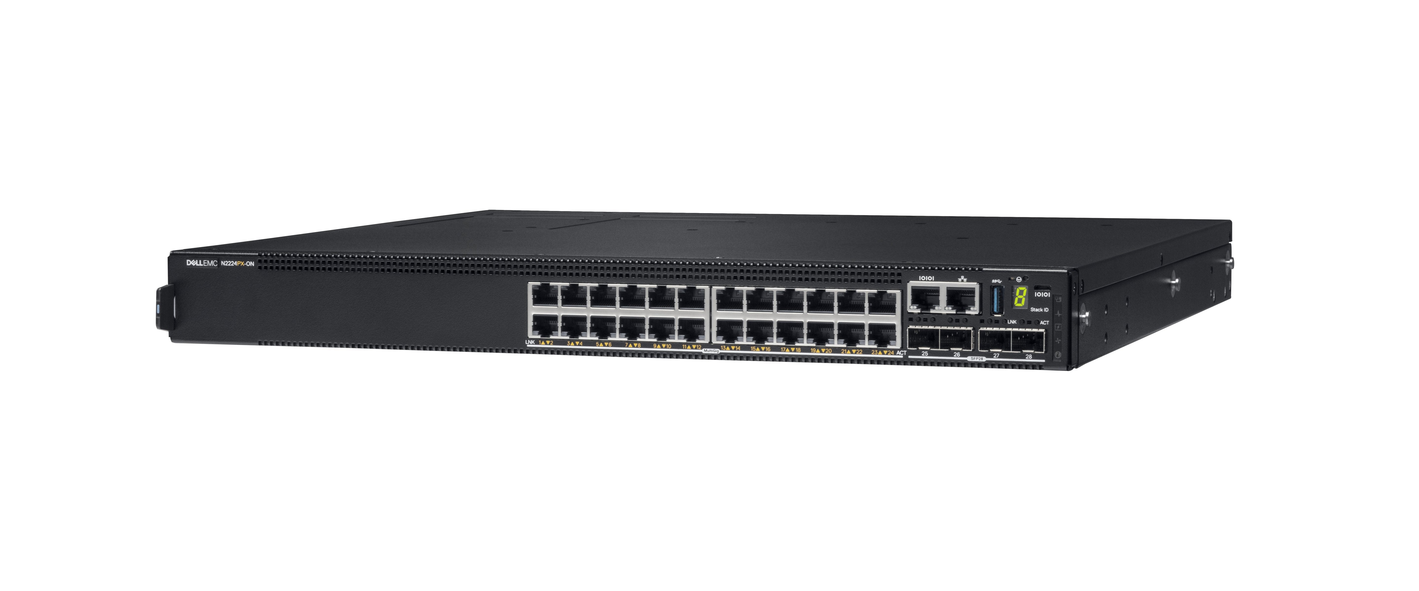 Dell Powerswitch N2224px-On 24x1,2.5g Poe 30w,60w 4x25g 2x40g Stacking 1xac Psu Io,Ps Airflow Os6
