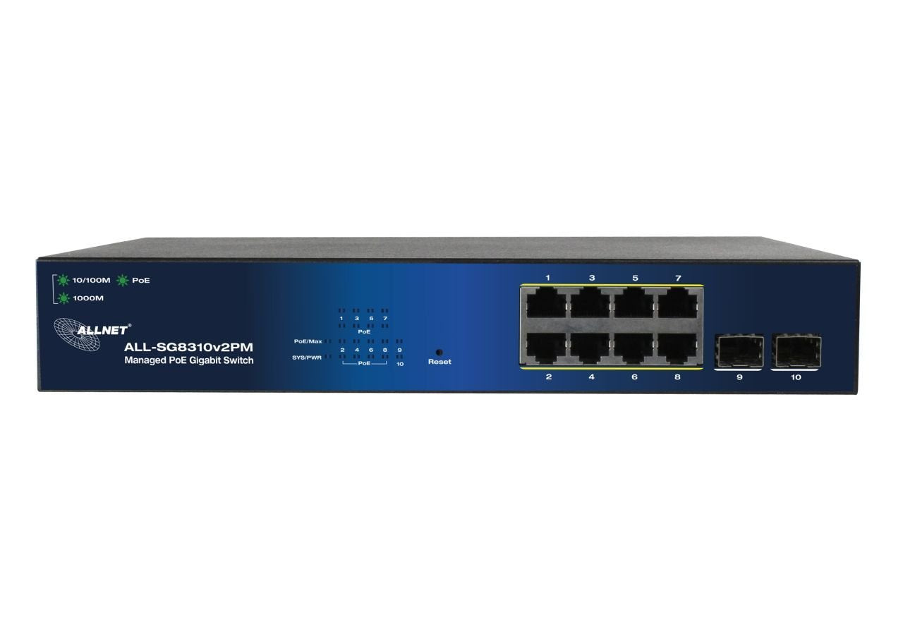 Allnet Switch Smart Managed Layer2 10 Port &Hll Poe Hdget 140w &Hll 8x Poe At &Hll 2x Sfp &Hll 19\" &Hll Ventiladorlos &Hll All-Sg8310v2pm