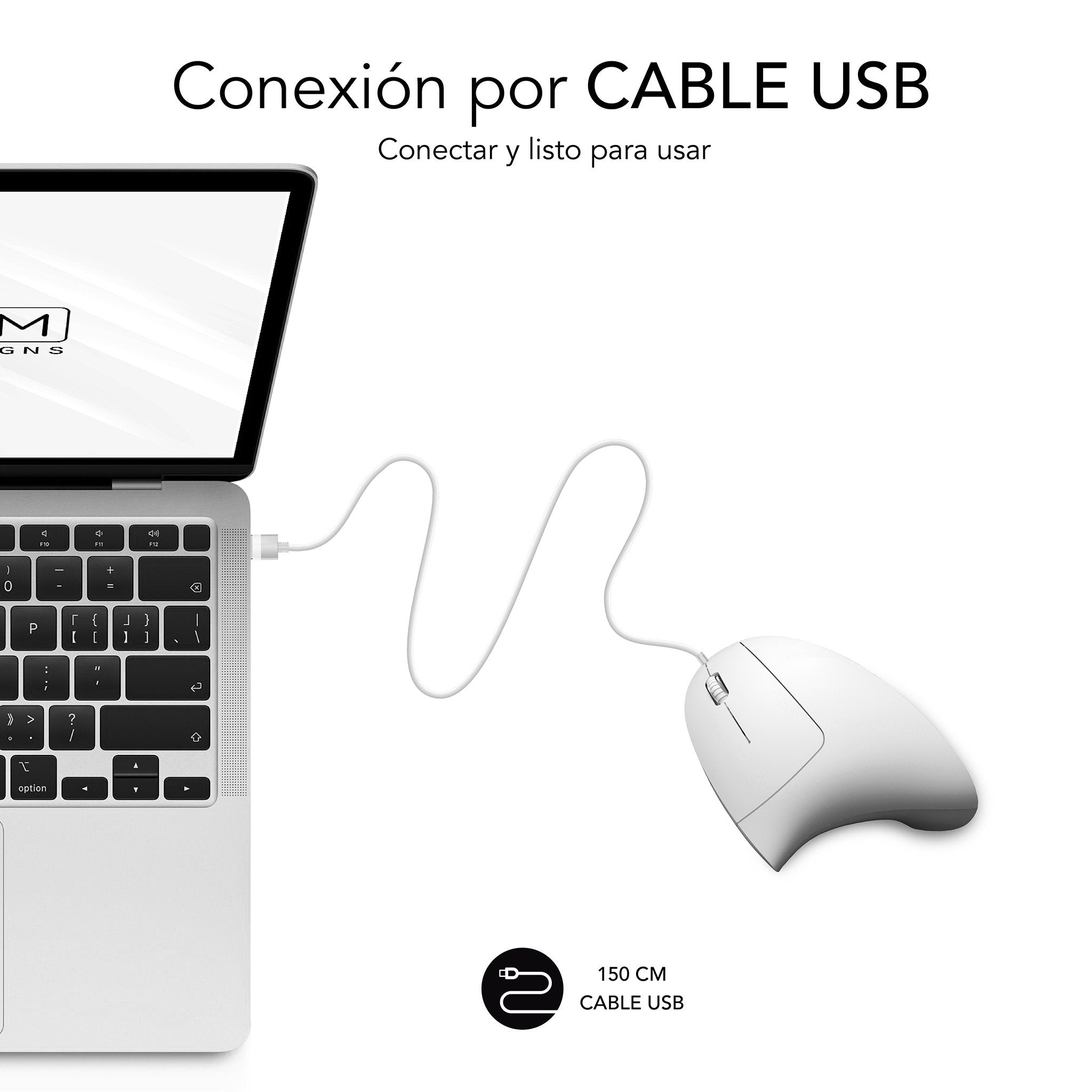 Raton Subblim Glide Vertical Ergo Vertical Usb 1600dpi - 5 Botones - Uso Diestro - Blanco