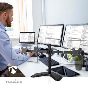 Nedis Schreibtisch Monitorhalterung 2 Bildschirme 15 - 32 " 75x75 / 100x100 Vollbeweglich