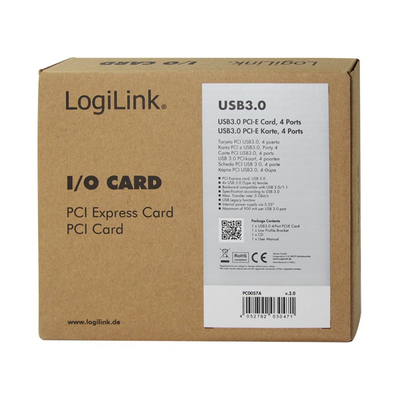 Logilink Tarjeta Pci Express De 4 Puertos Usb 3.0 Pc0057a