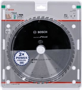 Hoja De Sierra Circular Bosch Professional Standard Para Madera, Ø 250 Mm, Orificio 48z 30 Mm, Para Tronzadoras A Batería 2608837728