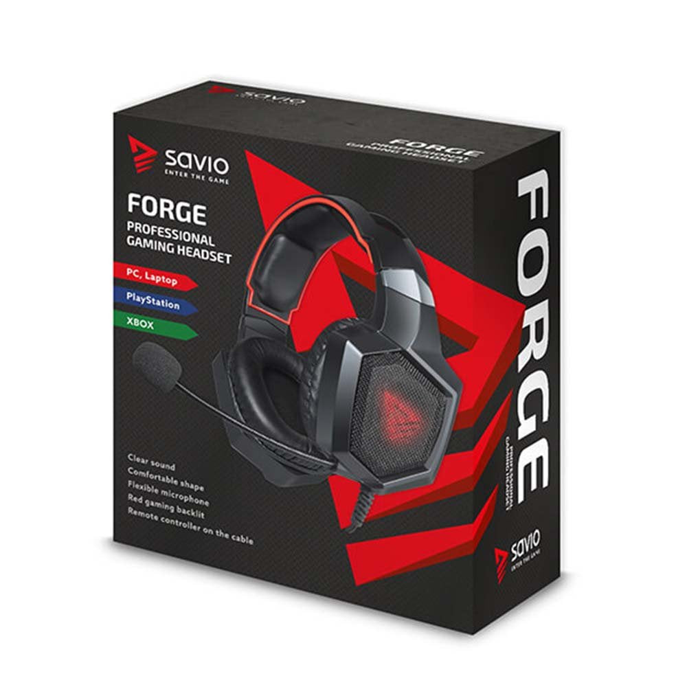 EAN 5901986045489 - Savio SAVGH-FORGE auricular y casco Auriculares Alámbrico gancho de oreja Juego Negro, Rojo imagen 8