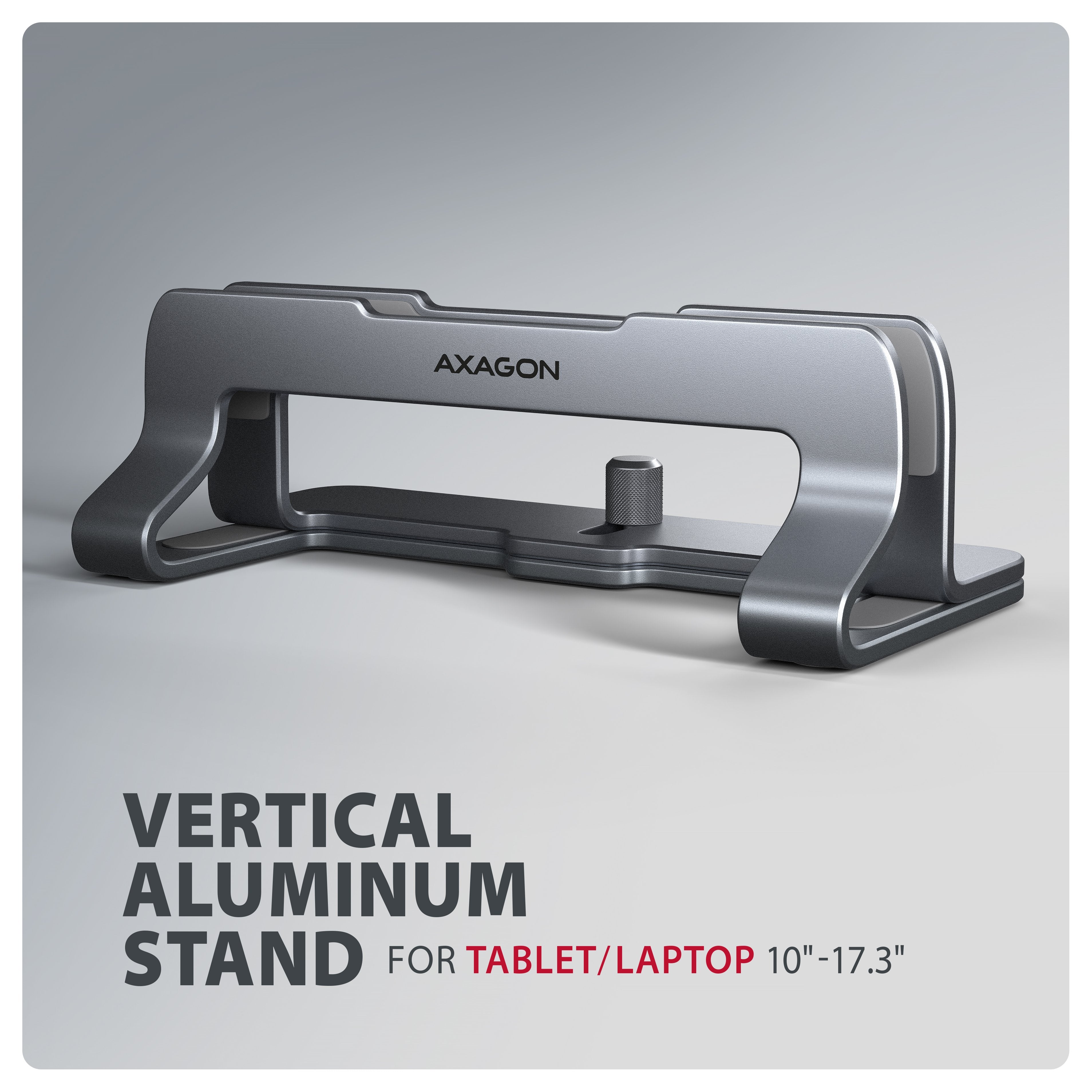 EAN 8595247909268 - Axagon STND-VG Vertikaler Laptop-Ständer, einstellbare Breite, Aluminium Soporte para ordenador portátil imagen 2