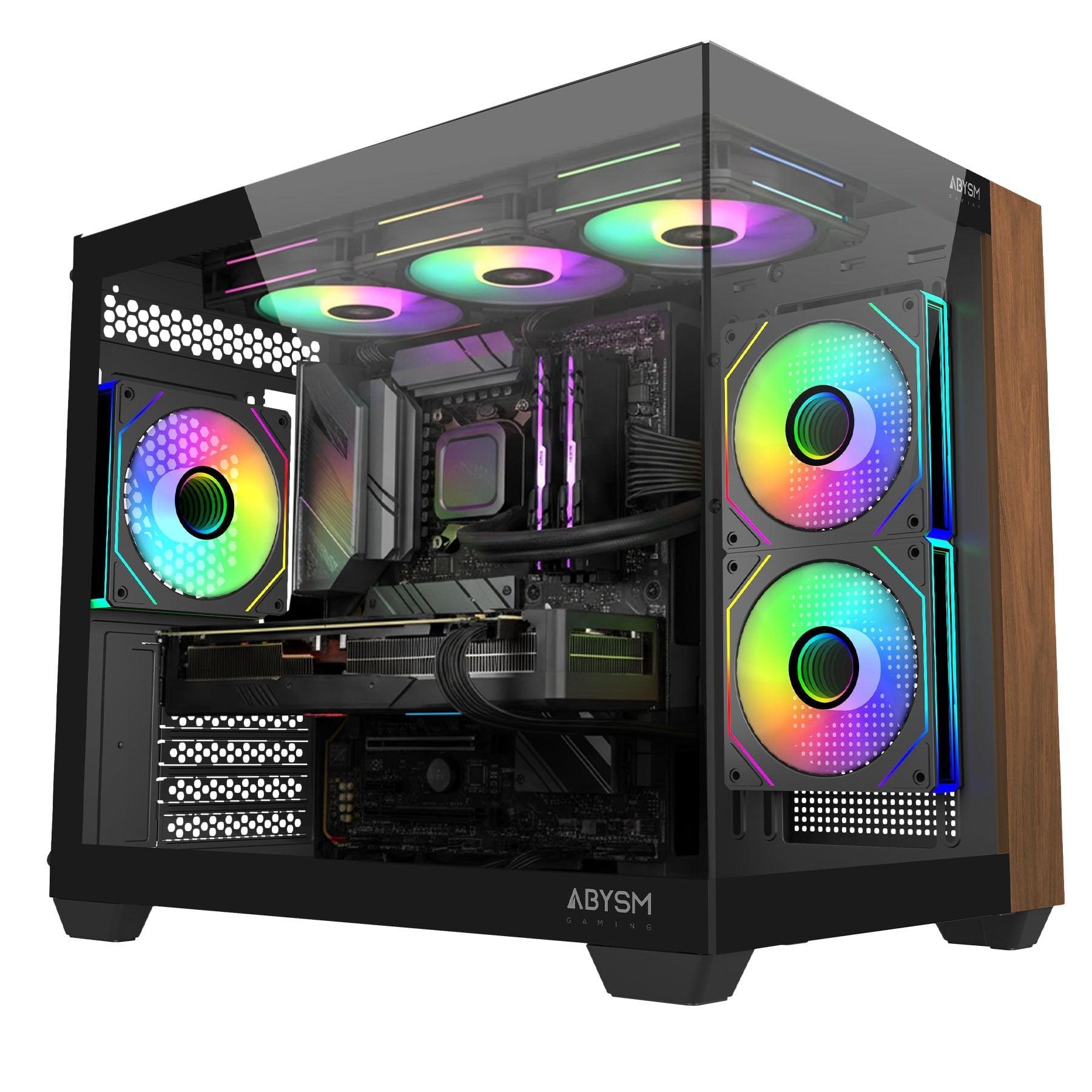 Caja Pc Abysm Danube Sava Nature 285c Black Argb Micro Atx, Itx - Lateral Y Frontal Cristal Templado - 3.5" Y 2.5" -