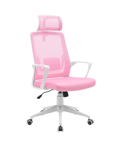 Silla Gaming Ergonomica Mars Mgcergolitewpk Rosa Con Detalles En Blanco Respaldo En Malla Transpirable Ajuste Lumbar-Cervical-Reposabrazos