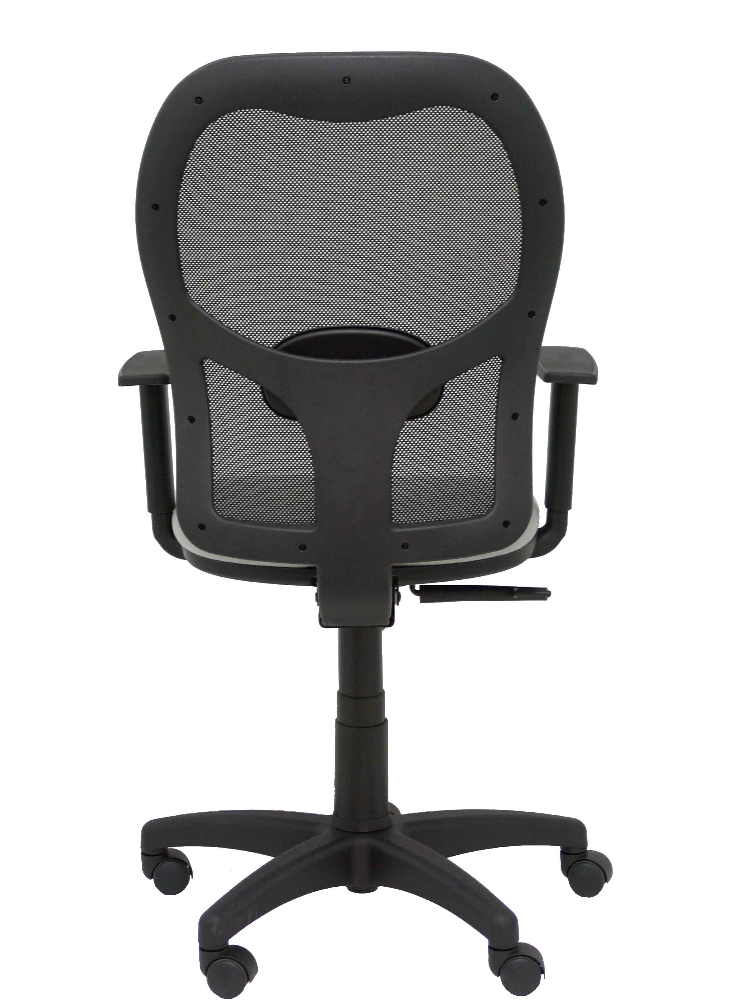 Silla Alocen Malla Negra Asiento Bali Gris Brazos