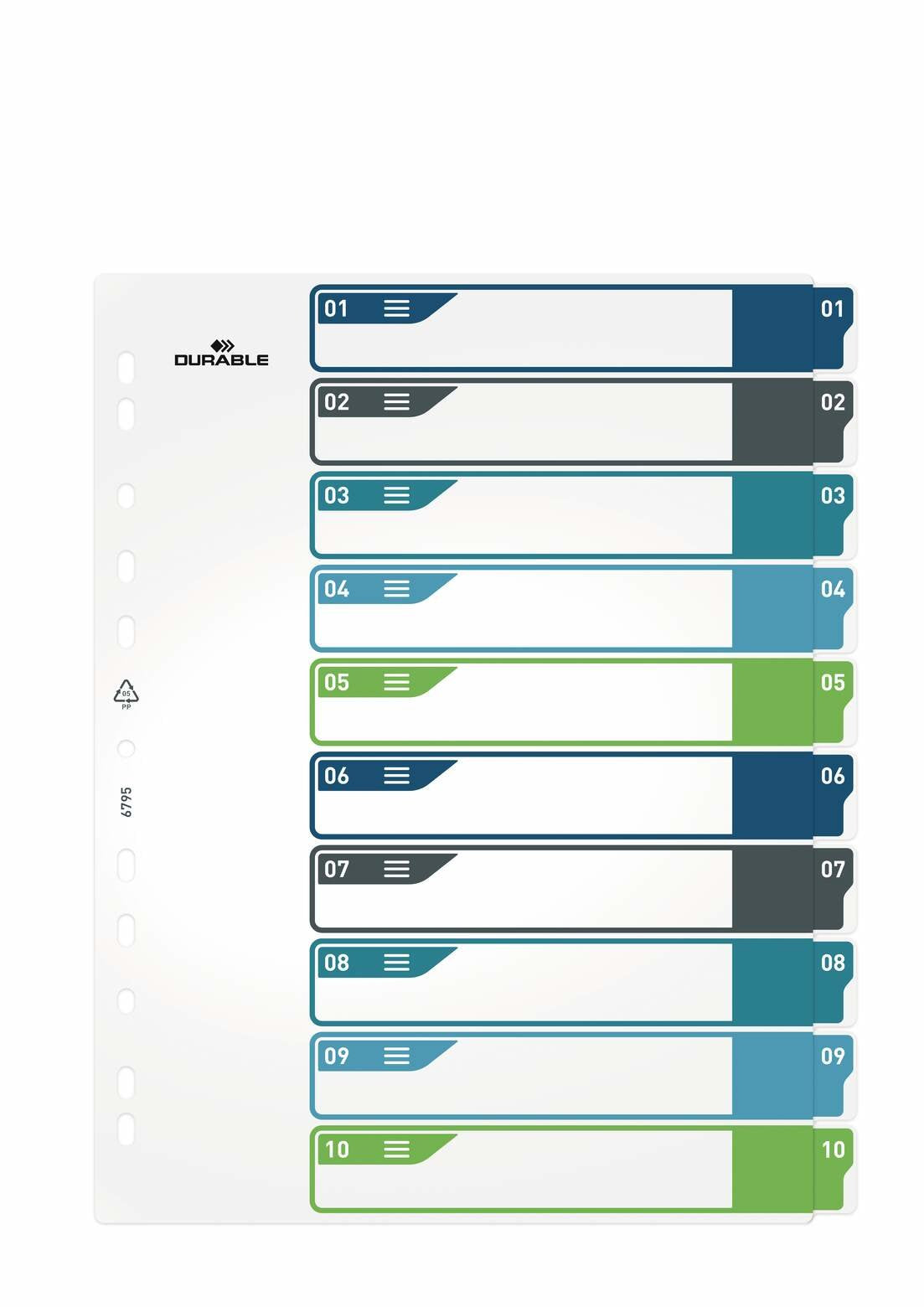 EAN 4005546735115 - Durable 679527 lengüeta de índice Separador en blanco con pestaña Polipropileno (PP) Multicolor imagen 4