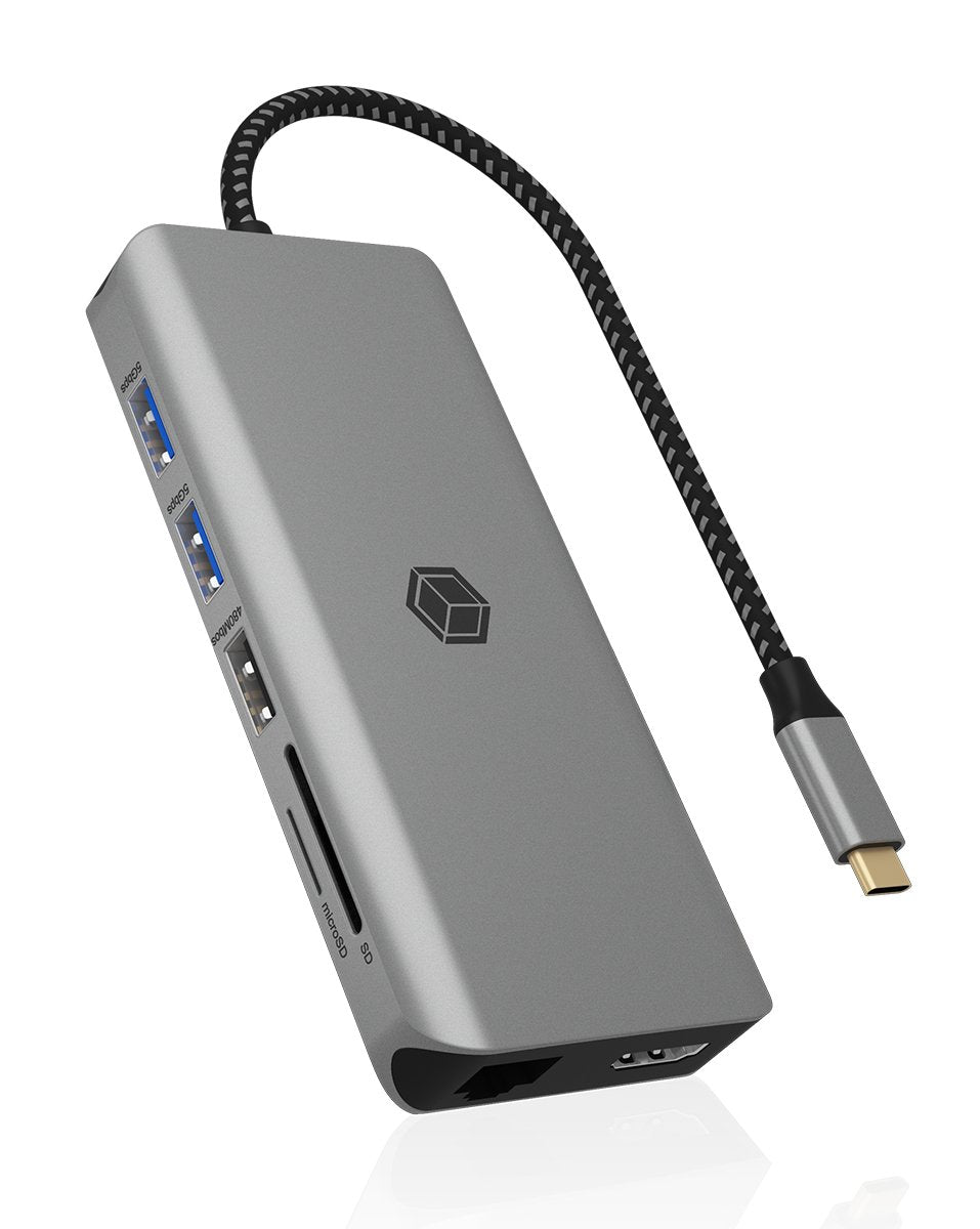 Icy Box Usb-C Docking Station (12-In-1) Für 2 Monitore (2x Hdmi), 4k 60hz, 5x Usb 3.0 Hub, 100w Power Delivery, Gigabit Ethernet, Sd Kartenleser, Ib-Dk4061-Cpd