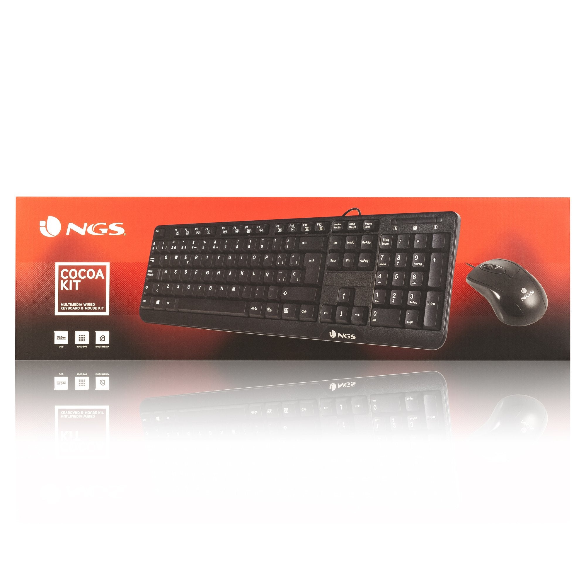 EAN 8435430609721 - NGS Cocoa Kit, AZERTY, FR teclado Ratón incluido Universal USB Francés Negro imagen 7