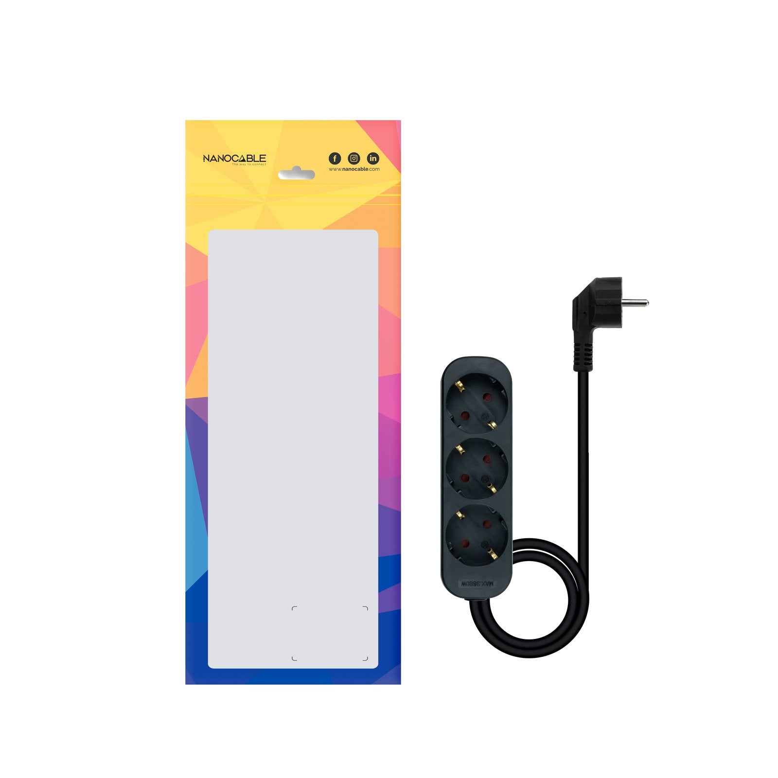 Nanocable Regleta 3 Tomas - 1.4m - Negro