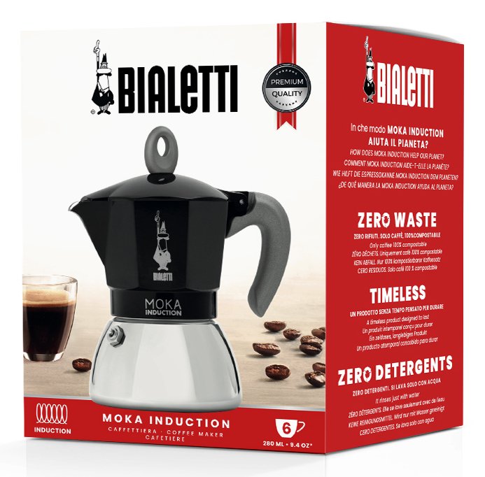 EAN 8006363029094 - Bialetti Moka Induktion Cafetera italiana 0,28 L Negro, Plata imagen 5