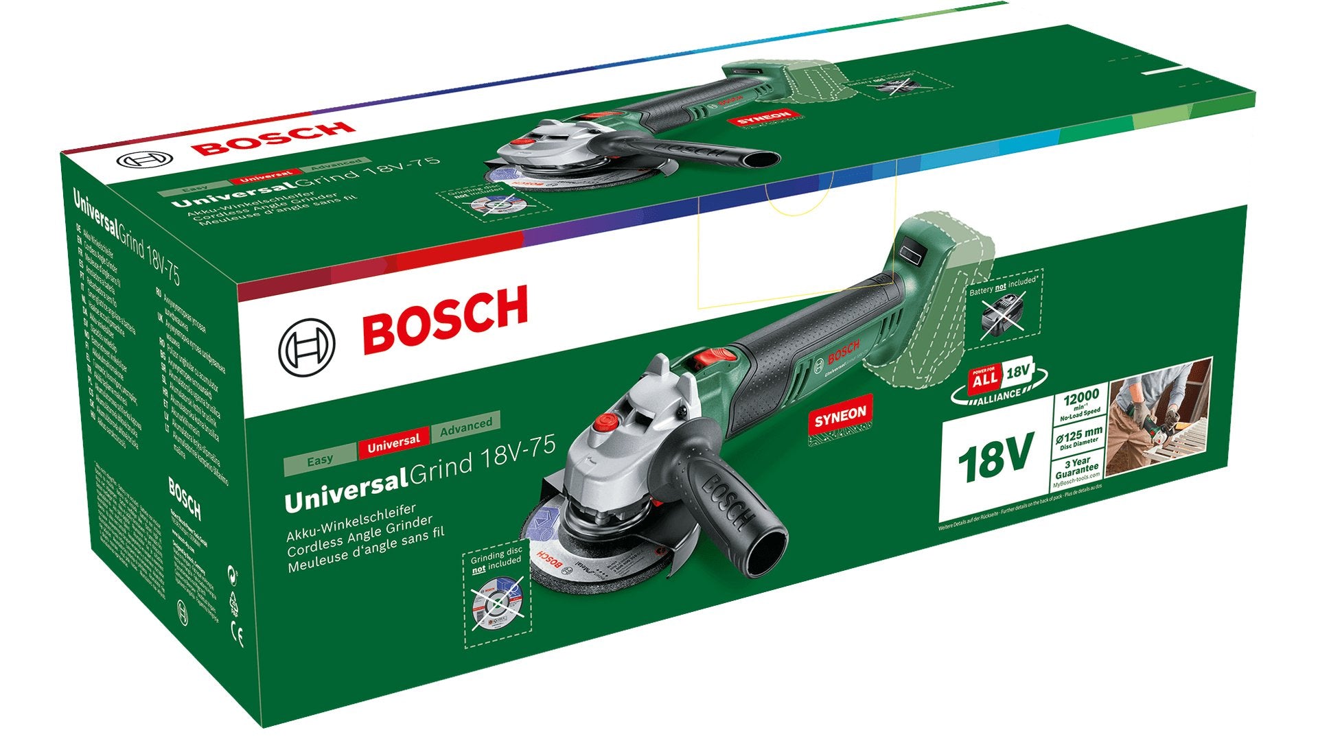 EAN 4053423237337 - Bosch Universal Grind 18V-75 amoladora angular 11,5 cm 12000 RPM 1,7 kg imagen 4