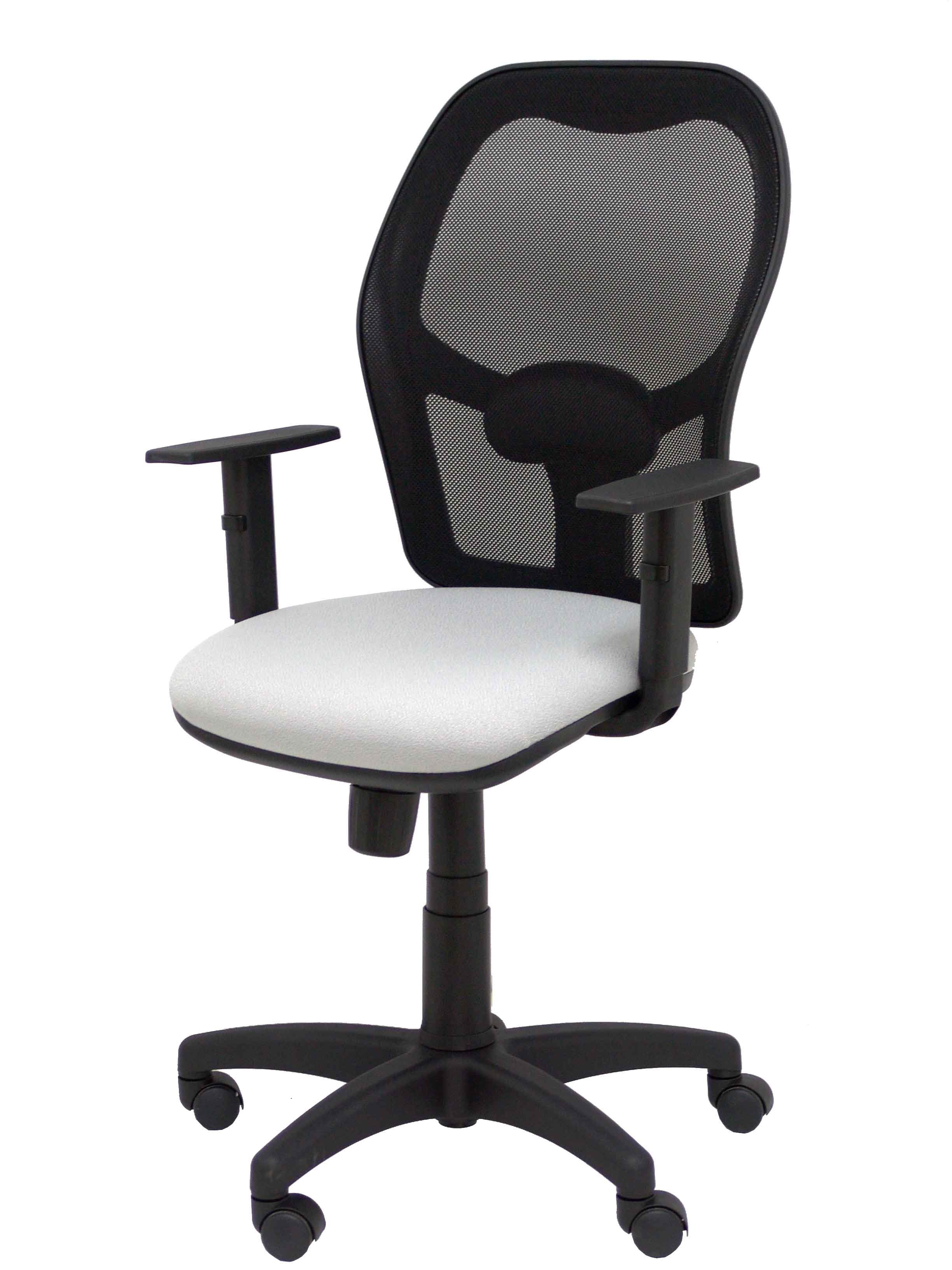 Silla Alocen Malla Negra Asiento Bali Gris Brazos