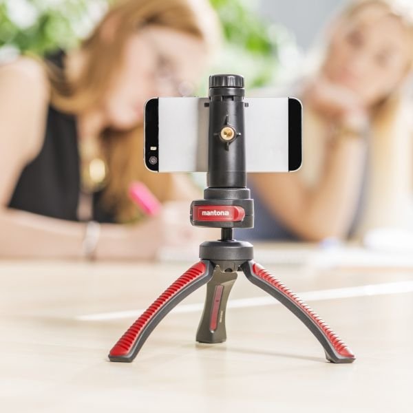 Mantona 21408 Tripode Smartphone/Cámara Digital 3 Pata(S) Negro, Rojo