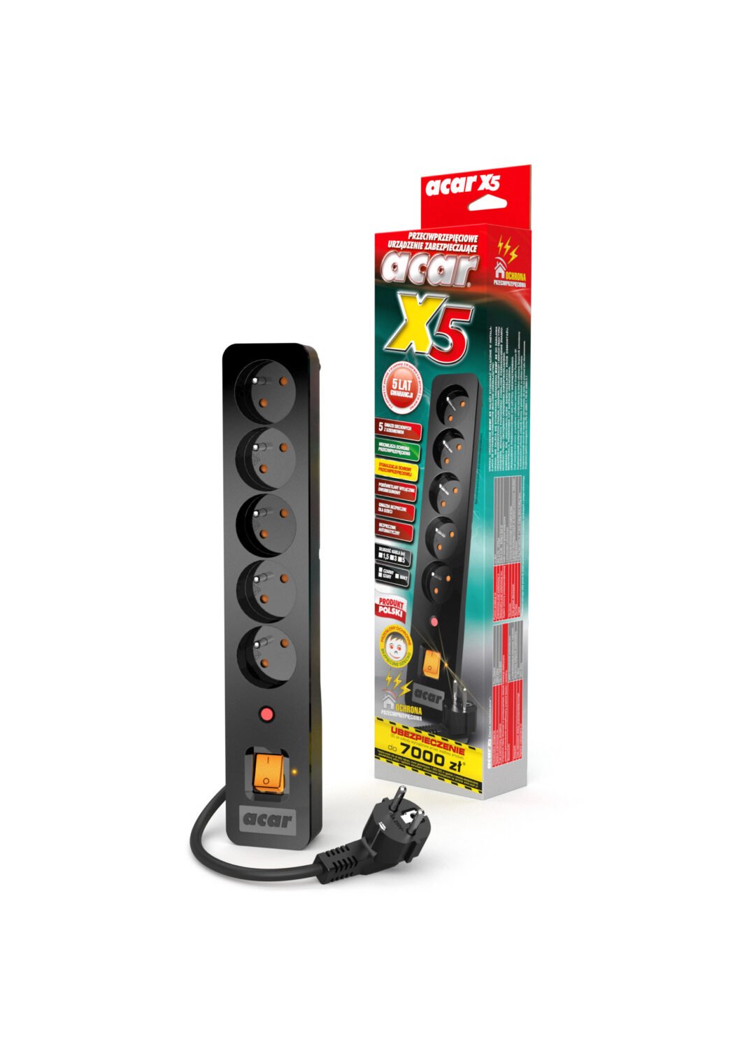 EAN 5904743525309 - ACAR X5 Negro 5 salidas AC 230 V 1,5 m imagen 2