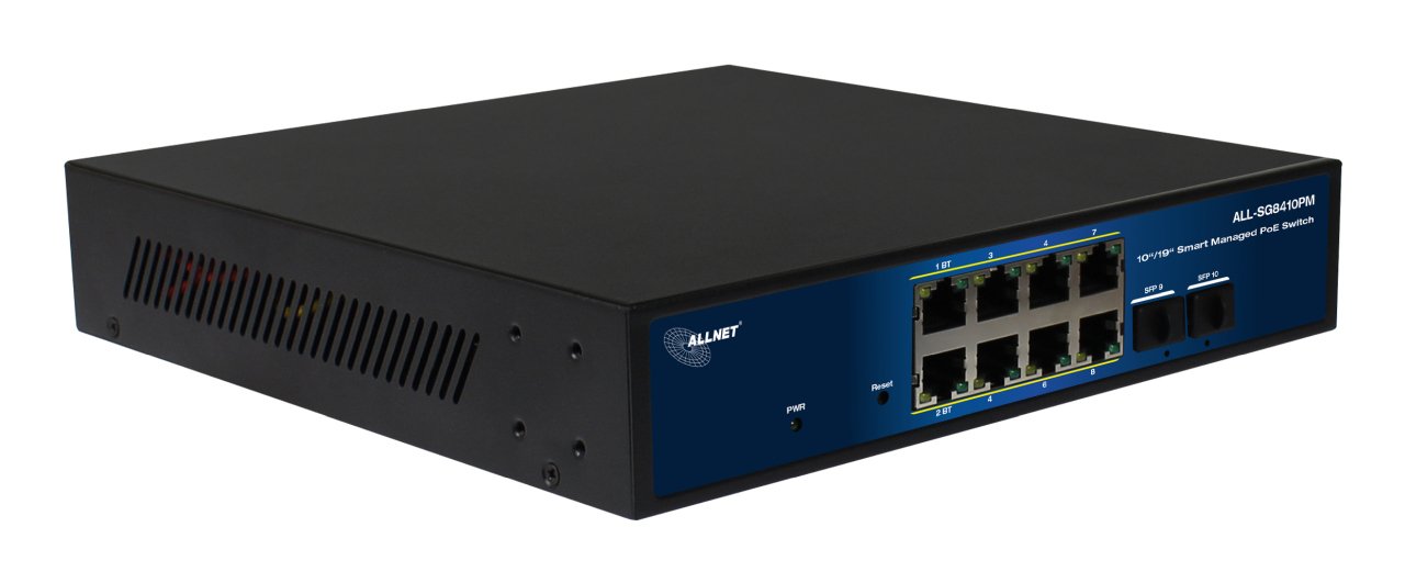 Allnet Switch Smart Managed Layer2 10 Port &Hll 8x 1 Gbe &Hll Poe Hdget 240 Watt &Hll 8x Poe At / 2x Poe Bt &Hll 2x Sfp &Hll Ventiladorlos , 10\"&19\" &Hll All-Sg8410pm\"