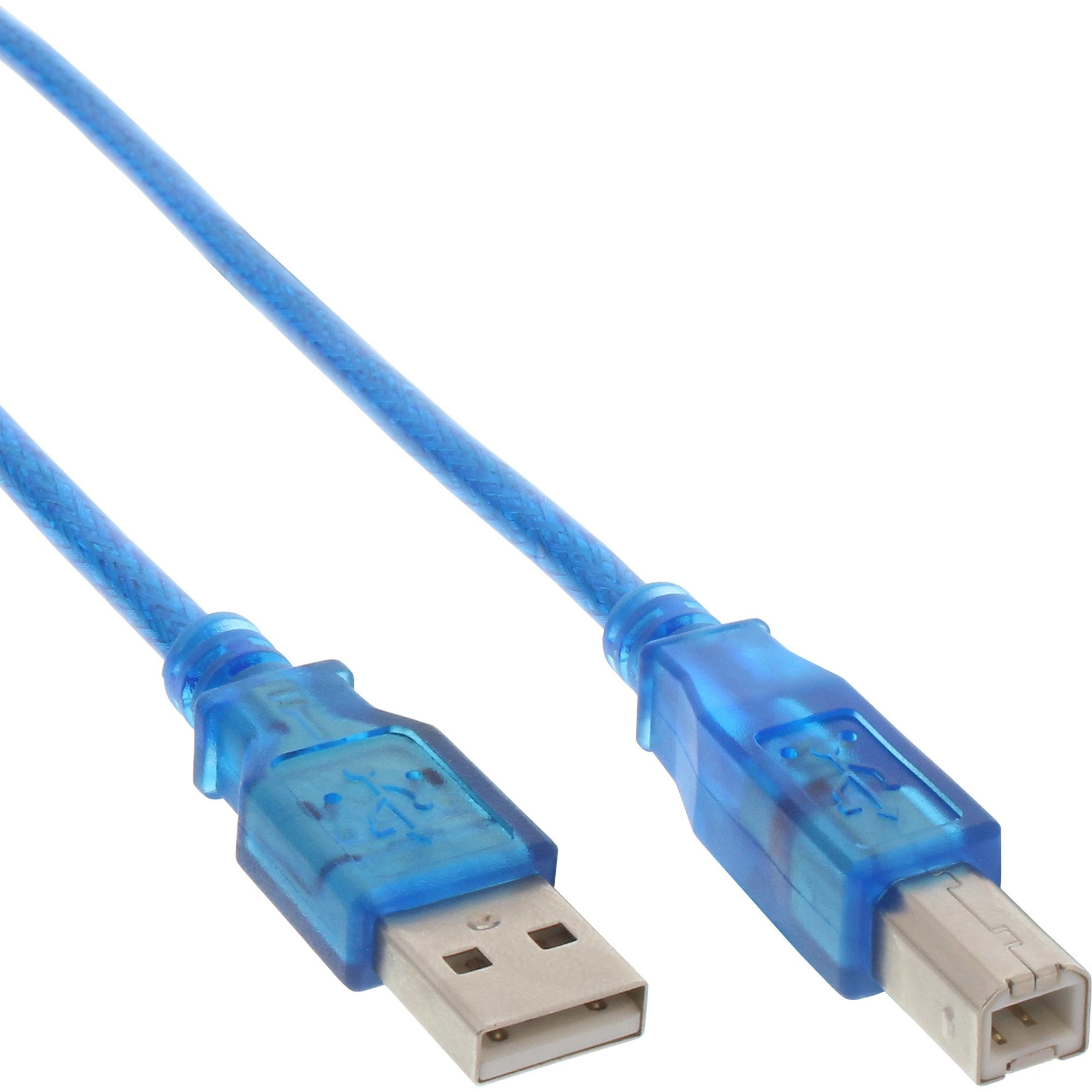 Inline Usb 2.0 Cable Tipo A A B Azul Transparente 3m