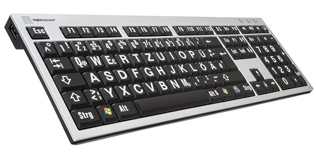 Logickeyboard Xl-Print Blanco On Negro De (Pc Slim)