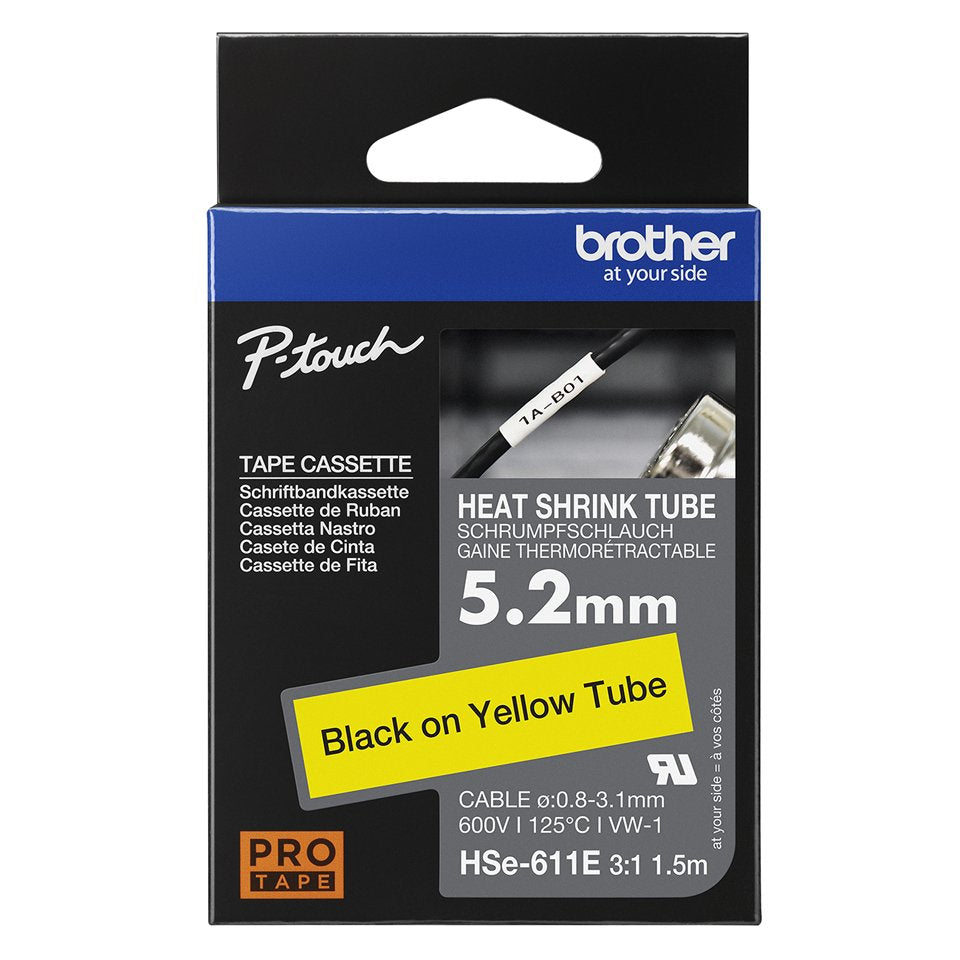 Brother Cinta Mecanográfico Negro Sobre Amarillo Hse-611e