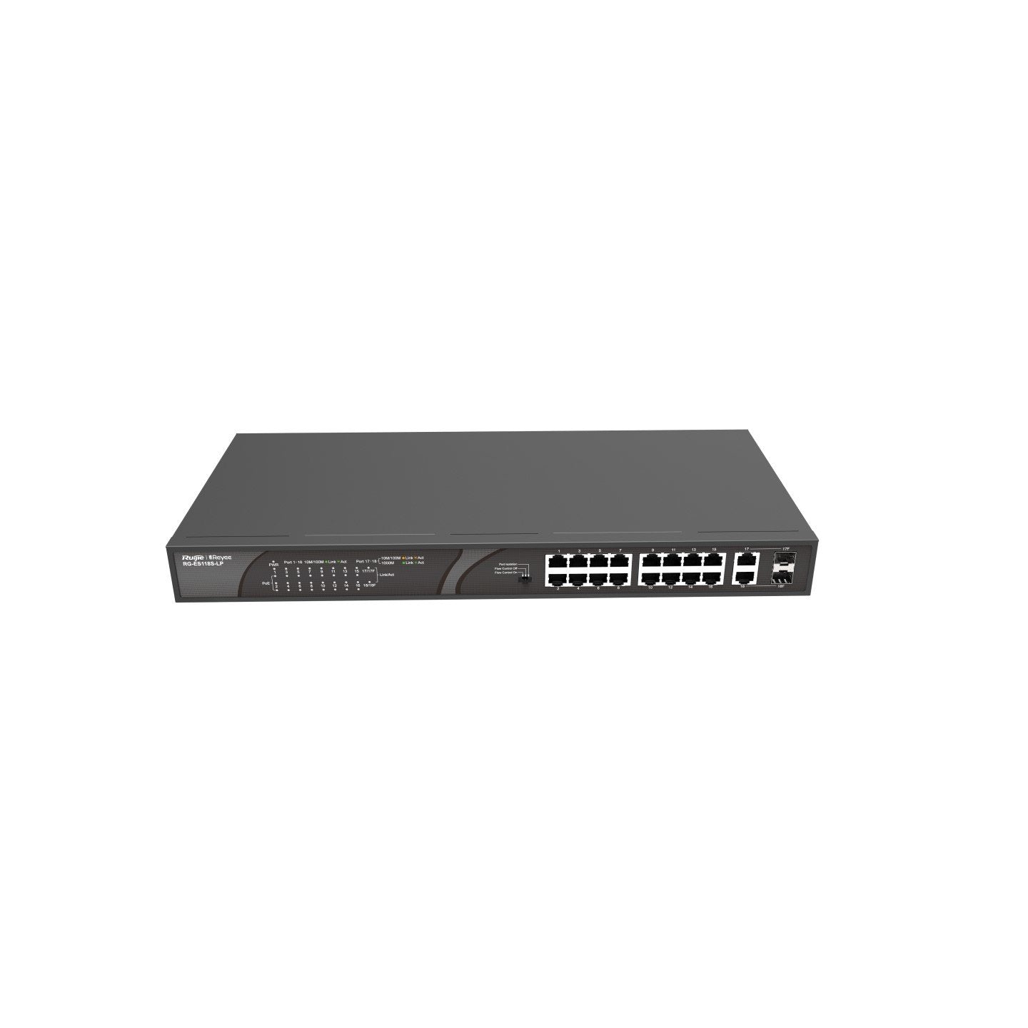 Reyee 16-Port 100mbps + 2 Gigabit Rj45/Sfp Combo Ports, 16 Of The Ports Support Poe/Poe+ Power Supp