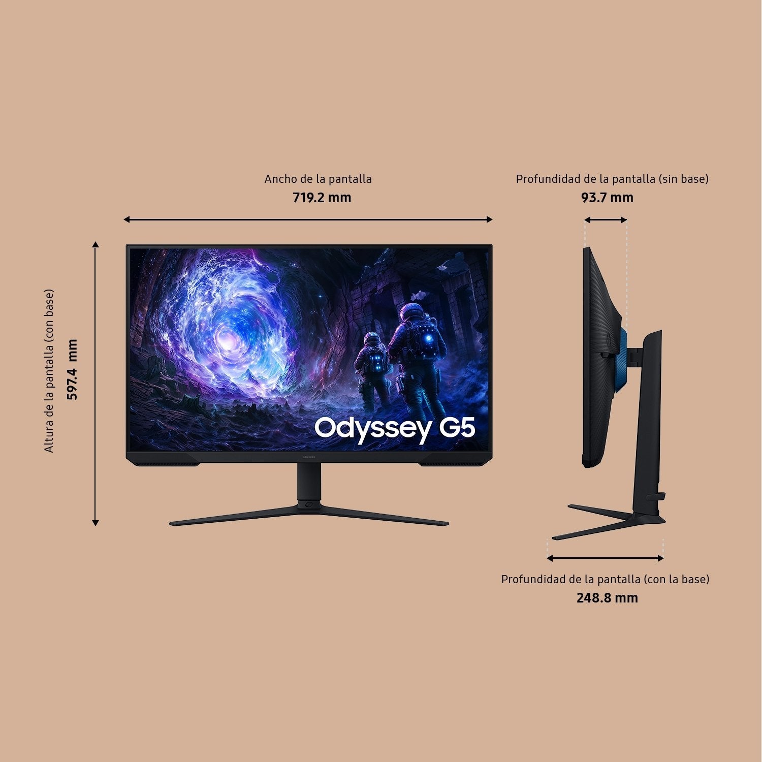 Samsung Ls32fg510euxen 32" Gaming Monitor Odyssey G5 G51f Qhd 2560x1440 16:9 300cd M2 1ms, Hdmi, Usb, Dp