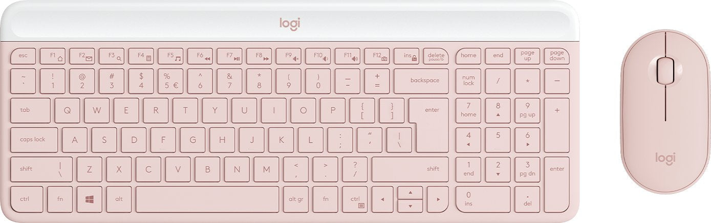 Teclado Ingles + Ratón Logitech Mk470 Slim Rf Inalámbrico Qwerty Internacional De Ee.Uu. Rosa