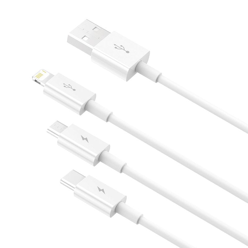 Baseus Cable Superior Series 3-In-1 Fast Charging Data Cable Usb To M+L+C 3.5a 1.5m White (Camltys-02)