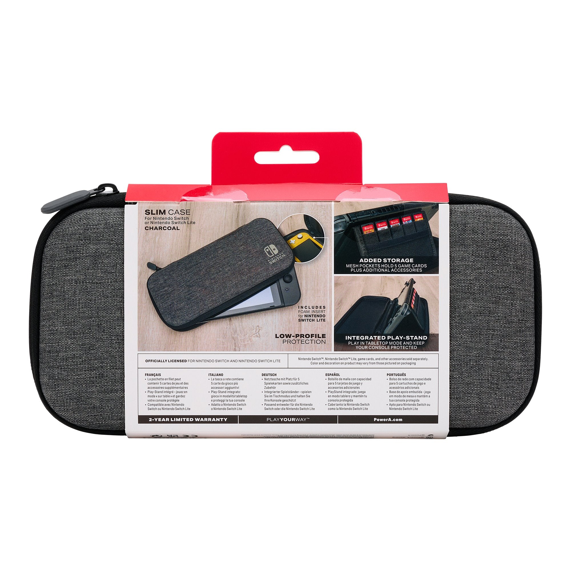 Powera 1522651-01 Funda Para Consola Portátil Funda Protectora Rígida Nintendo Carbón Vegetal