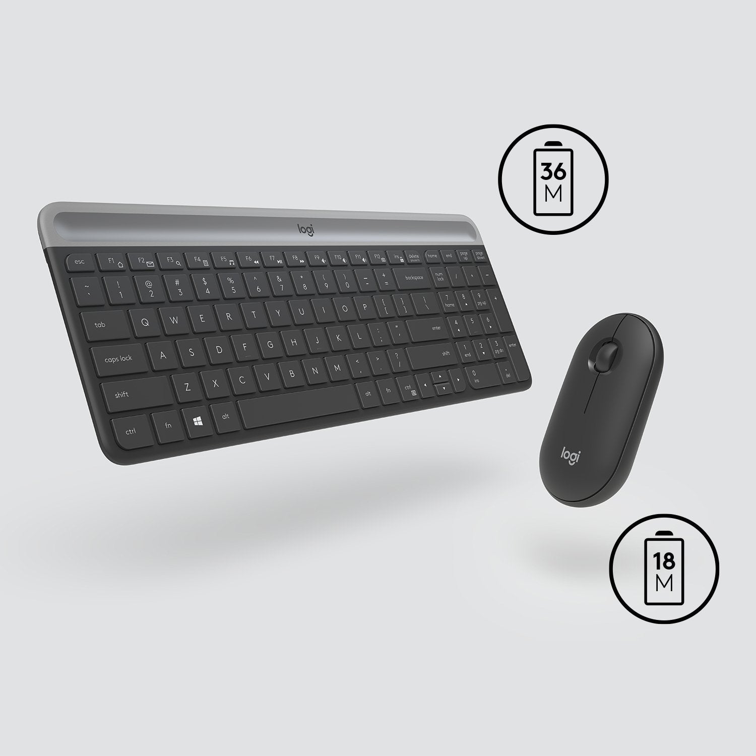 Logitech Mk470, Estándar, Rf Inalámbrico, Qwerty, Grafito, Ratón Incluido