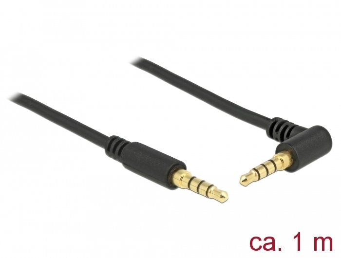 Delock Klinkenkabel 3,5 Mm 4 Pin Macho > Macho Angular 1 M Negro