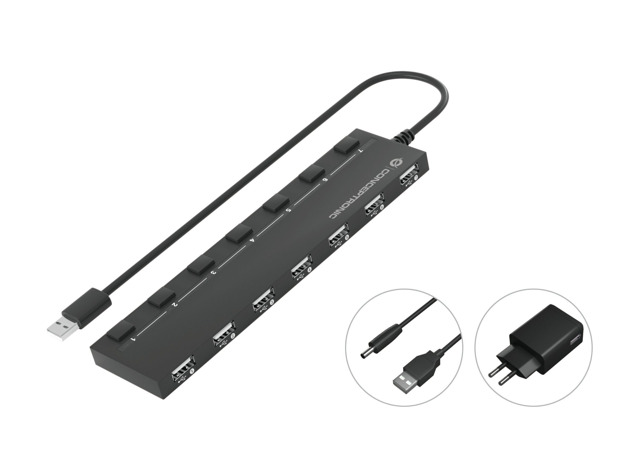 EAN 4015867226322 - Conceptronic HUBBIES08BP hub de interfaz USB 2.0 480 Mbit/s Negro imagen 1